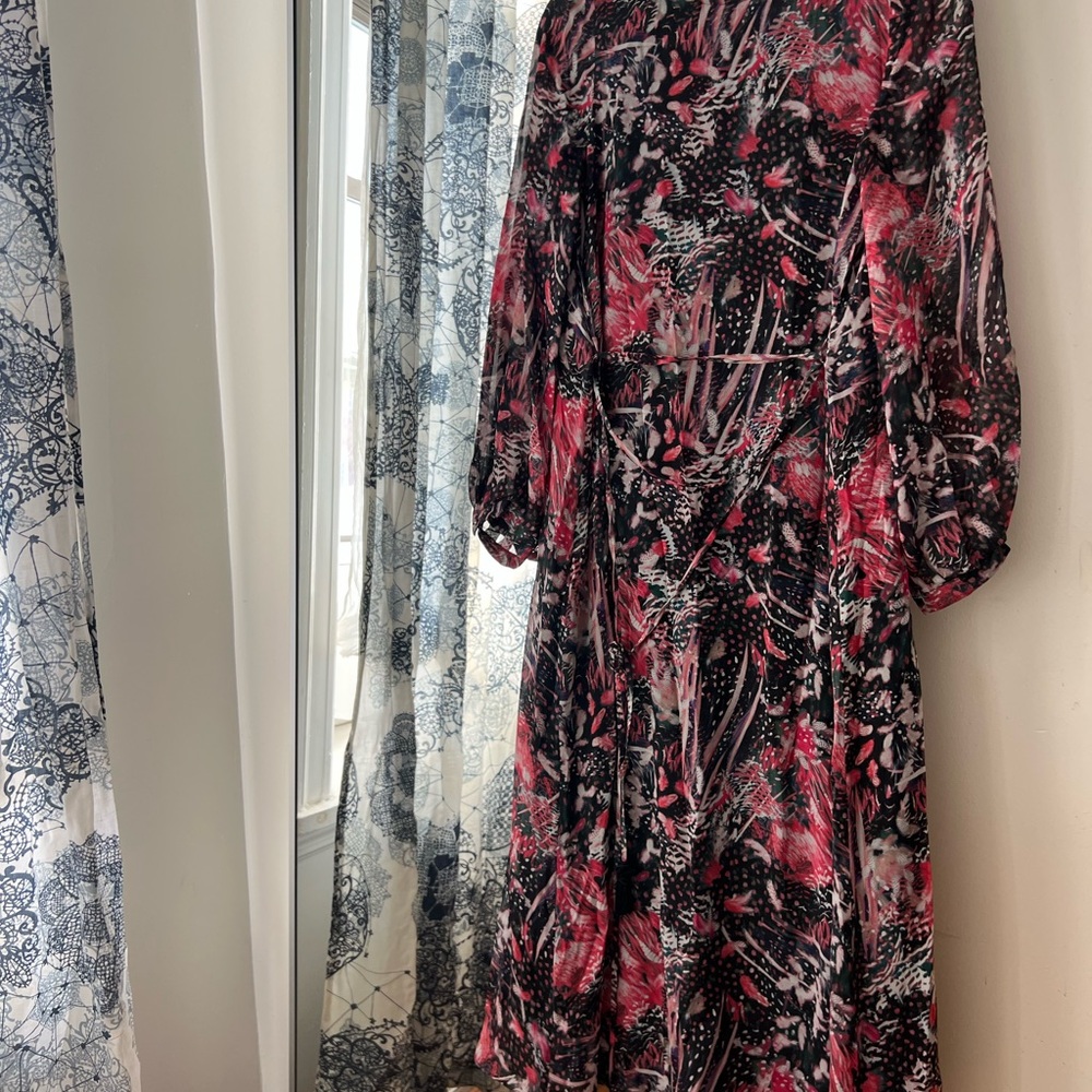 IRO Aby Open Back Printed Floral Silk Midi Dress